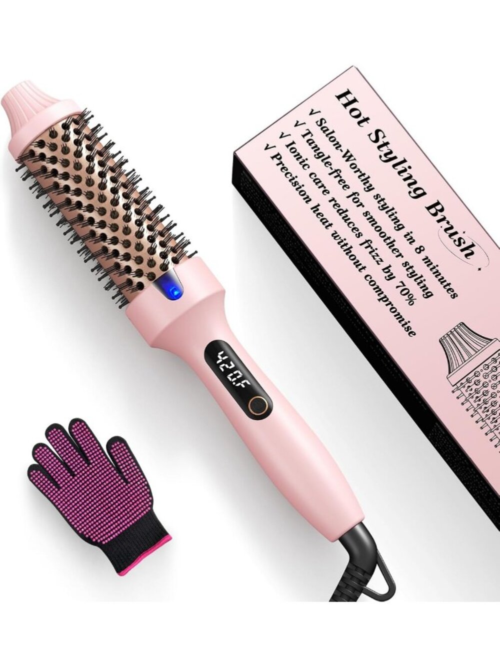Ionic Heated Round Brush - 1.5" Thermal Blowout Tool for Smooth, Shiny Hair